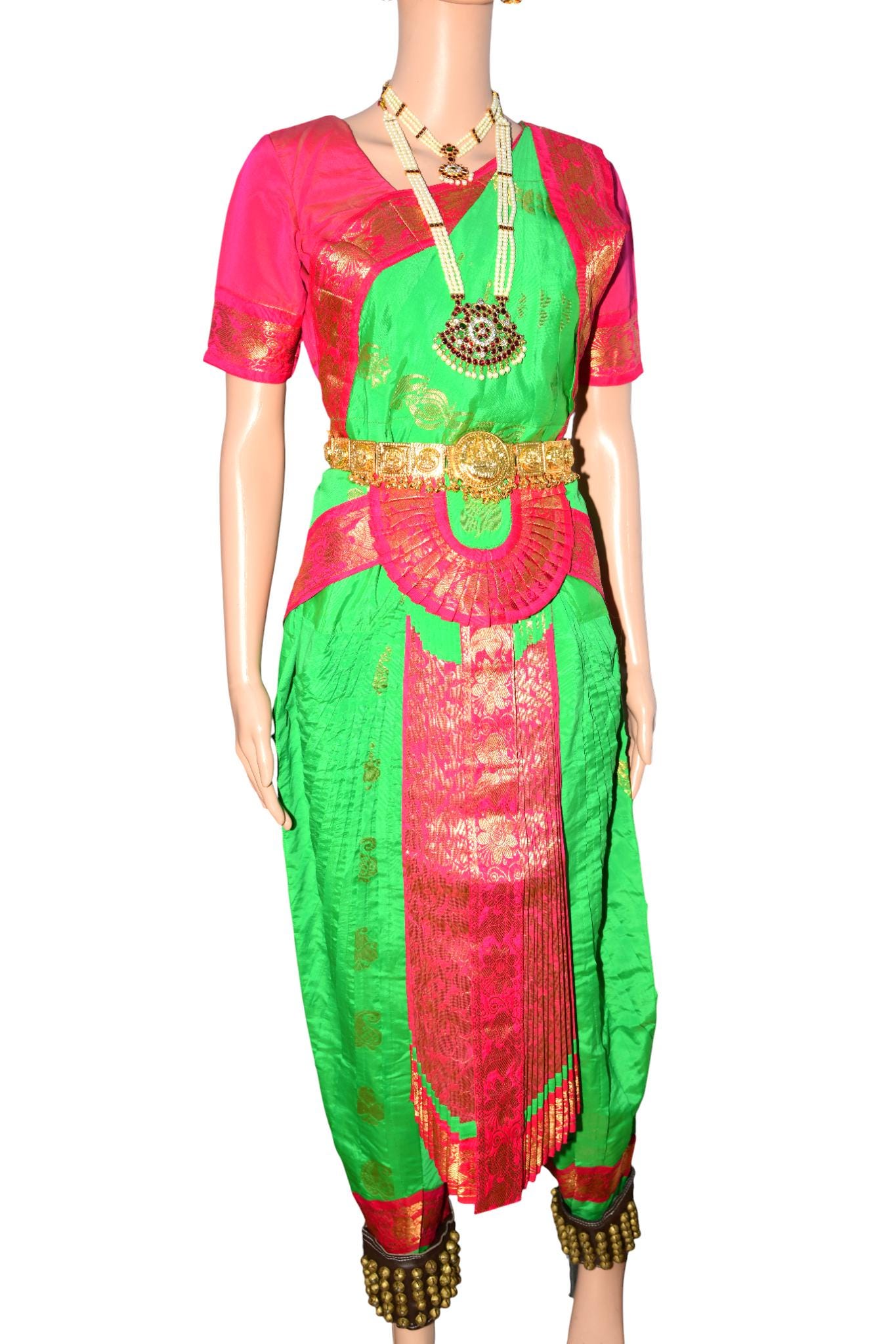parrot green bharatanatyam dress Professional Bharatanatyam Arangetram Costume – Green & Blue Silk