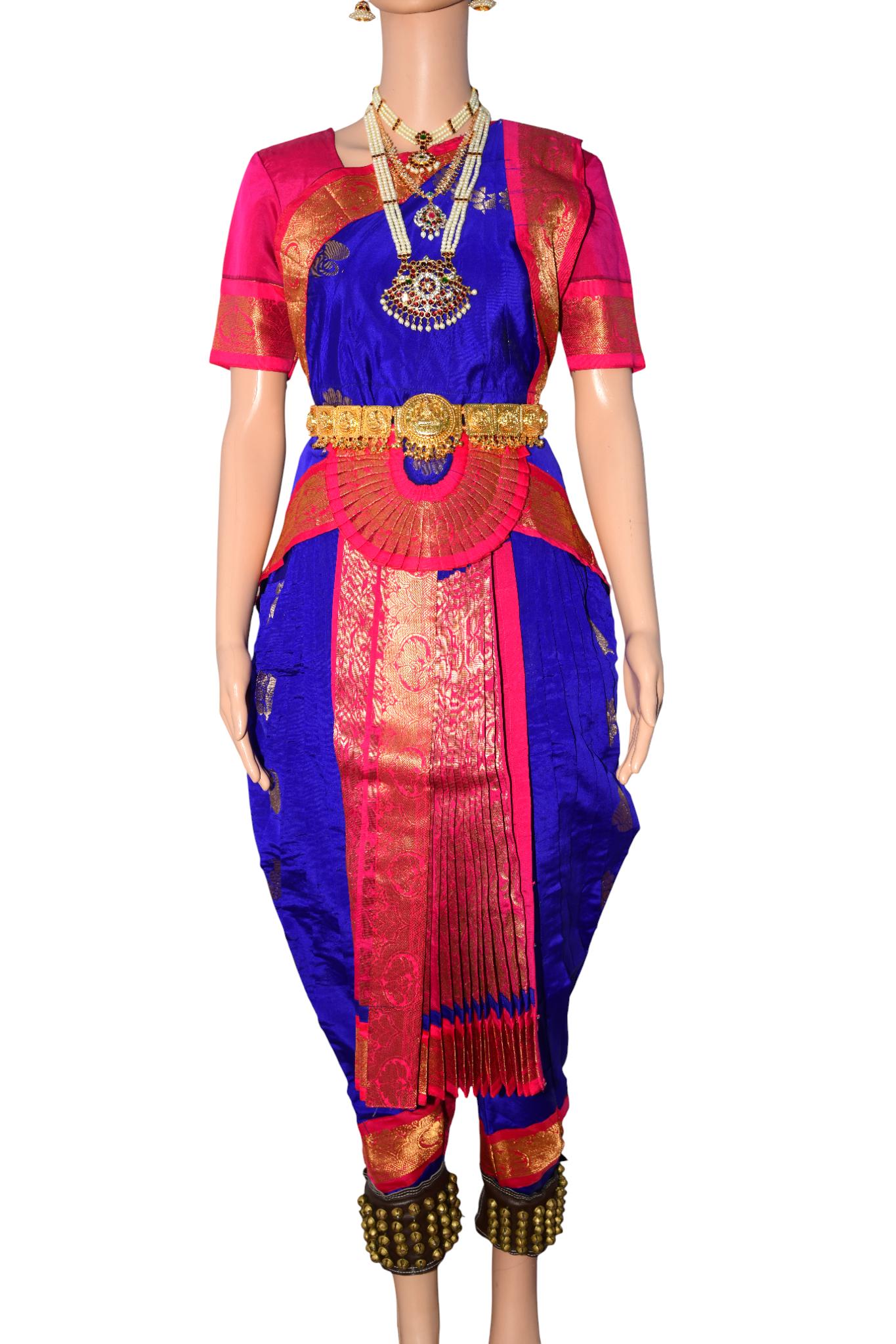 pink blue bharatanatyam dress Sky Blue & Pink Classical Dance Dress