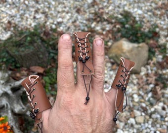 tir à l'arc Cuir doigt Tab Finger Guard Gants de protection Tab pour main gauche et droite, Left Hand