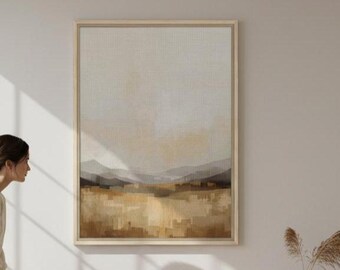 Minimalistische abstrakte sanfte Landschaft gerahmte Leinwand - Aquarell Giclée-Druck