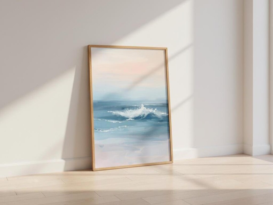 Pastel Ocean Waves Print Watercolor Seascape Art Abstract Coastal Wall ...