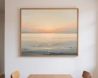 Abstract Sunset Waves Print: Coastal Pastel Landscape Art