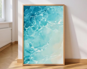 Tranquil Abstract Ocean View Wall Art – Coastal Blue Seascape Print Digital Download
