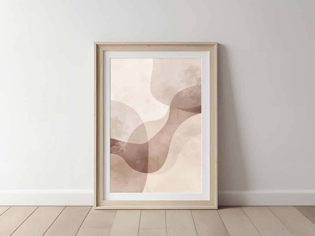 Abstract Neutral Print Beige Minimalist Art Contemporary Modern Japandi ...