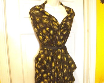 1940s Abstract Brown & Yellow Rayon Dress Fabric, 43&quot; Wide almost 4 Yards for Bias Cut Styles