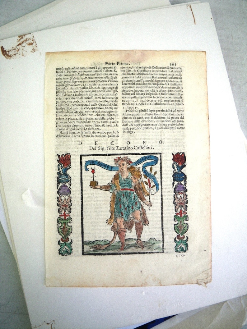 1600s Hand Colored Woodcut Print of Decoro From Iconologia Di | Etsy