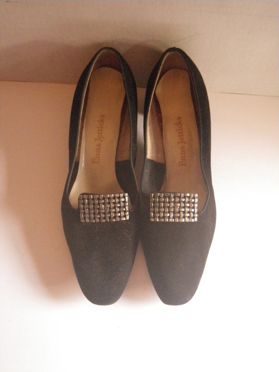 1960s Enna Jetticks Low Pumps, Black Suede Shoes,… - image 2