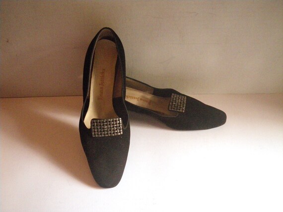 1960s Enna Jetticks Low Pumps, Black Suede Shoes,… - image 9