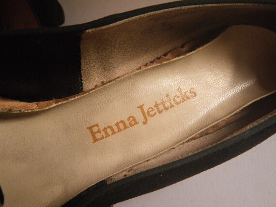 1960s Enna Jetticks Low Pumps, Black Suede Shoes,… - image 3