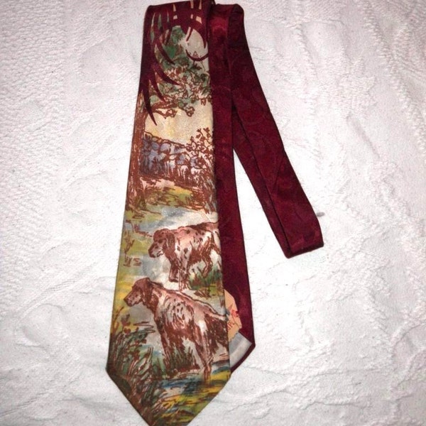 1940s English Setter Hunting Dog Tie