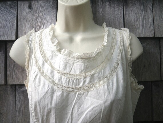 Romantic Antique Long White Cotton Camisole Dress
