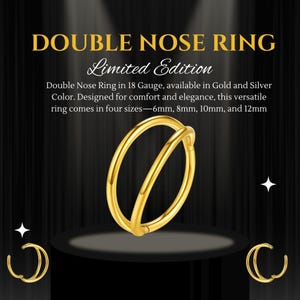 Double Hoop Nose Ring 20G Gold Silver/Hoop Earring/Helix Hoop/Daith Ring/Tragus Jewelry/Conch Earring/Cartilage Hoop/Earlobe Earrings/Gifts
