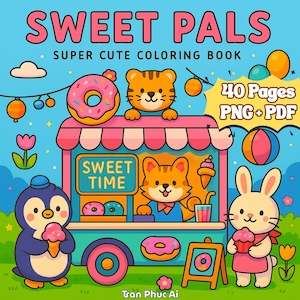 Fuzzy Friends Coloring Book, 42 Printable Pages for Kid Adults, Instant Digital Download, Bold & Easy Coloring Pages, Relax Digital Coloring