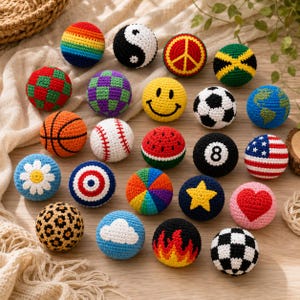Handgjord virkad fotväska Hacky Sack, virkad fotväska, bohemisk utomhussparkleksak, jongleringsboll, handgjord fidgetleksak, stickad stressboll