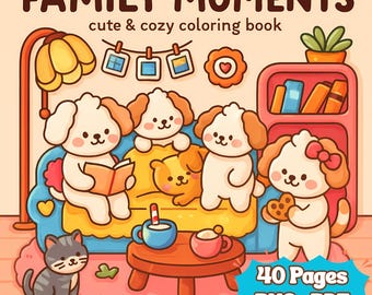 Family Moments Coloring Book, 40 Printable Pages for Kid Adult, Instant Digital Download, Cute & Comfy Coloring Pages Relax Digital Coloring