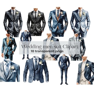 Wedding clipart Groom png Wedding suit digital sticker men suit clipart watercolor wedding clipart watercolor men suit png black suit png