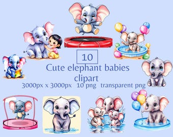 Elephant baby clipart watercolor elephant png baby elephant digital sticker blue elephant clipart watercolor style cute elephant babies