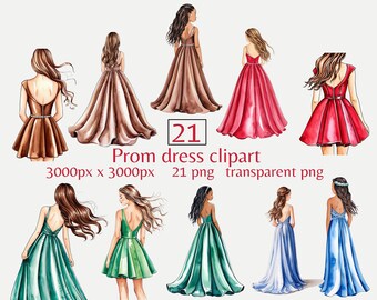 Prom dress clipart dress clipart princess dress png ball dress clipart graduation dress digital sticker girl clipart long dress clipart