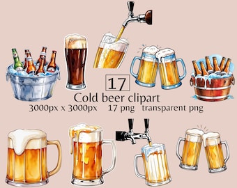 Clipart di birra fredda, clipart di birra ad acquerello, clipart di boccale, png, clipart di birra alla spina, clipart di bevande, clipart di alcolici, clipart di bevande estive
