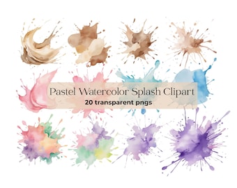 Watercolor splash clipart png pastel color splash digital sticker colorful splash png paint splatter clipart pastel alcohol Ink png