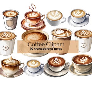Coffee clipart watercolor coffee clipart Cappuccino clipart coffee digital sticker Latte clipart latte png coffee lover clipart bar menu png