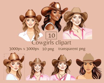 Cowgirls clipart Bad ass girls clipart aesthetic cowgirl clipart pretty girls digital sticker girls with cowboy hat png girls png