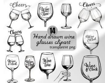 Wine clipart wine glass clipart bundle alcohol clipart drinks digital sticker wine glass illustrations white wine clipart summer drinks png