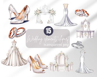 White wedding clipart white wedding elements bride digital sticker watercolor style wedding png bride clipart fancy wedding png cute wedding