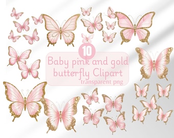 Butterfly clipart watercolor butterfly clipart baby pink butterfly bundle clipart sparkling butterfly digital sticker fantasy butterfly png