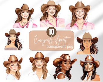 Cowgirls clipart Girl boss clipart aesthetic cowgirl clipart pretty girls digital sticker girls with cowboy hat png girls png