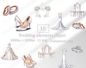 White wedding clipart white wedding elements bride digital sticker watercolor style wedding png bride clipart fancy wedding png cute wedding
