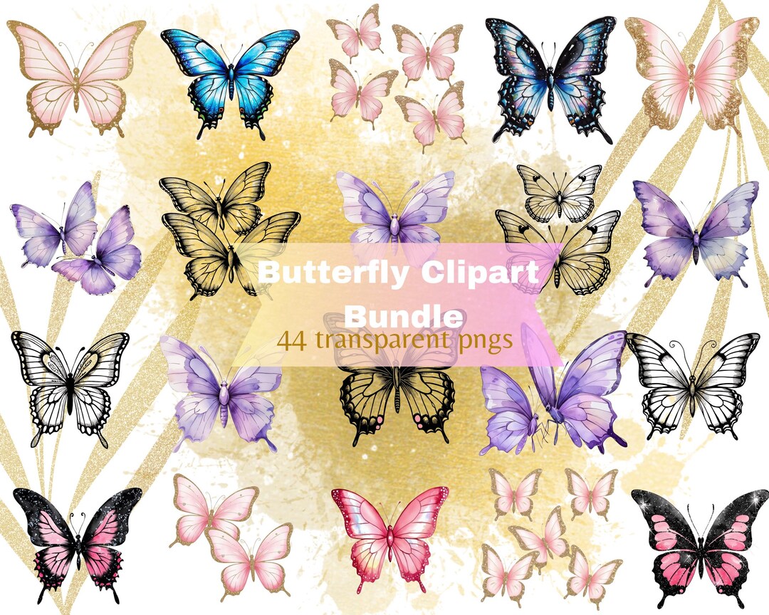 Butterfly Clipart Watercolor Butterfly Svg Sparkling Butterfly Digital ...