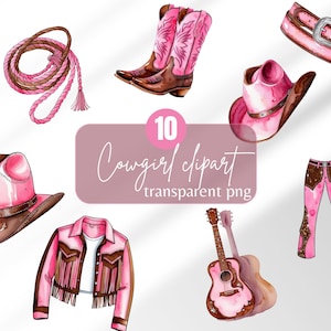 Rosa cowgirl clipart girly country digitalt klistermärke western rosa clipart cowboyelement akvarell cowgirlhatt digitalt klistermärke cowgirl png