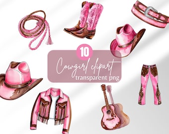 Pink cowgirl clipart girly country digital sticker western pink clipart cowboy elements watercolor cowgirl hat digital sticker cowgirl png