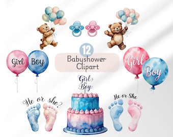 Gender Reveal Clipart boy or girl clipart baby shower png blue balloon svg pink balloon png he or she svg pink and blue clipart