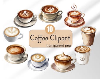 Kaffe clipart Cappuccino clipart kaffe digitalt klistermärke Latte clipart latte png kaffeälskare digitalt klistermärke kafé clipart