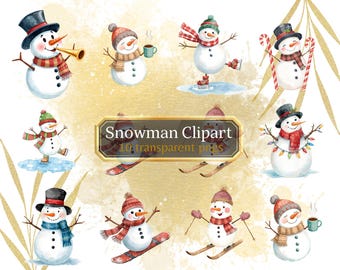 Cute winter clipart snowman png watercolor snowman digital sticker cartoon character png  nursery decor png babyshower png