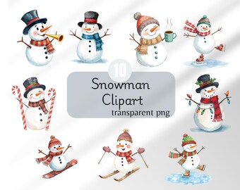 Cute winter clipart snowman png watercolor snowman digital sticker cartoon character png  nursery decor png babyshower png