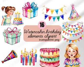 Birthday clipart happy birthday clipart watercolor birthday clipart set birthday decorations png birthday cake clipart birthday girl clipart