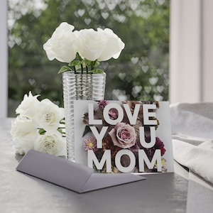 Blumen Weihnachtskarten | Liebe Dich Mama | Grußkarten für Muttertag, Geburtstage, Feste, besondere Anlässe, Blumenmuster