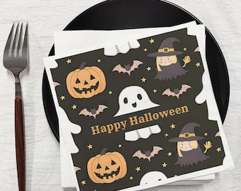 Halloween Party Napkins: Ghost, Pumpkin, Witch - Spooky Tableware
