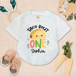 Custom Taco Bout One Baby Romper, 1st Birthday Taco Baby Outfit, Taco Theme First Birthday, Matching Baby Bodysuit, Months Romper, Cute Gift