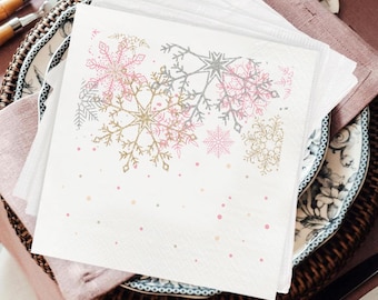 Snowflake Party Napkins, Winter Wedding Napkins, Christmas Party Supplies, Holiday Table Decorations, Elegant Winter Party Tableware