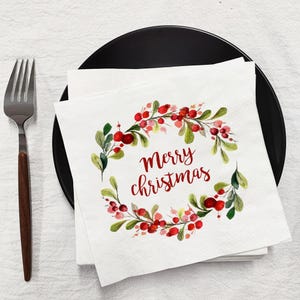 Merry Christmas Napkins: Festive Holiday Party Table Decor