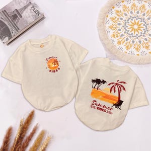 Retro Summer Vibes Baby Romper, Beach Baby Outfit, Beach theme, Custom Birthday gift, Baby Summer Outfit, Bubble Romper, Months Romper