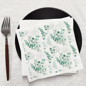 Eucalyptus Napkins, Botanical Party Napkins, Greenery Wedding Napkins, Bridal Shower Table Decor, Baby Shower Napkins, Party Supplies