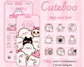 Cute Halloween iOS & Android App Icons | Pink Ghost Aesthetic Icon Pack | Kawaii iPhone App Icons + Wallpapers + Widgets