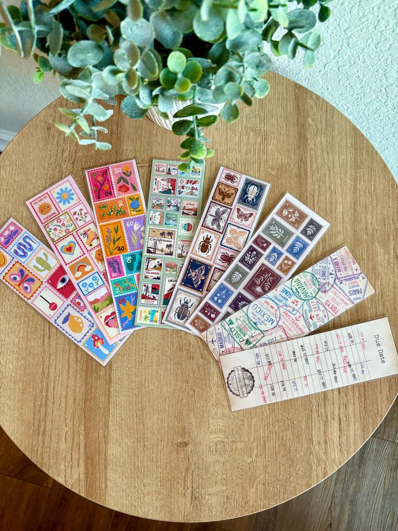 Stamp Laminated Bookmarks | Cardstock Bookmarks | Travel Bookmark ...