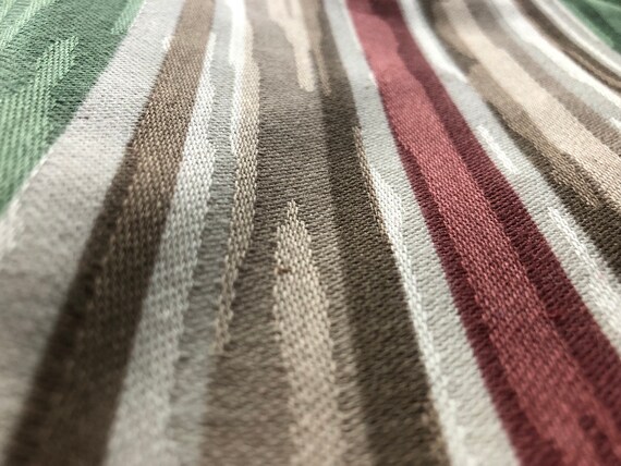 Wavy Stripe Drapery Fabric Green Cranberry Tan Western Textile Etsy