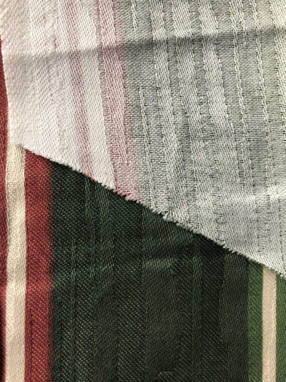 Wavy Stripe Drapery Fabric Green Cranberry Tan Western Textile Etsy